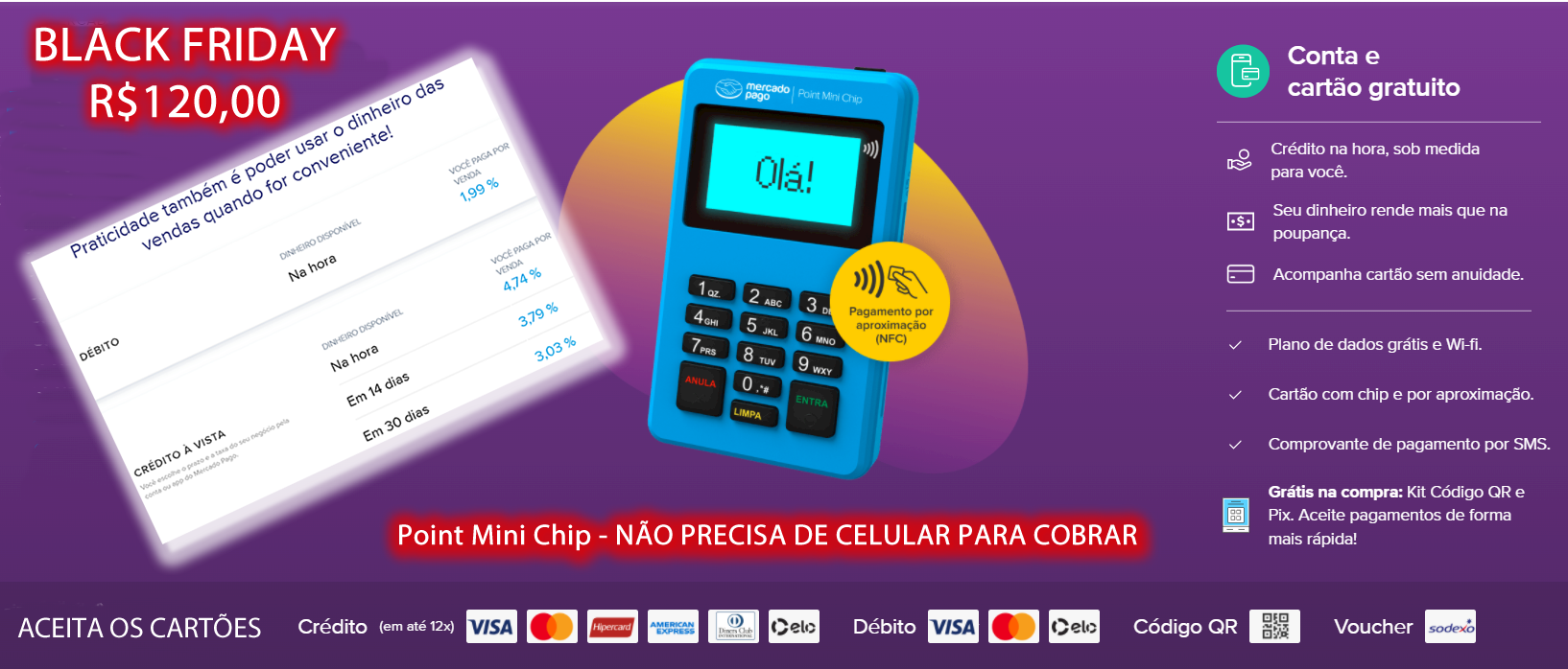 CLASSIFICADOS: Mercado Pago Point Mini Chip R$120,00