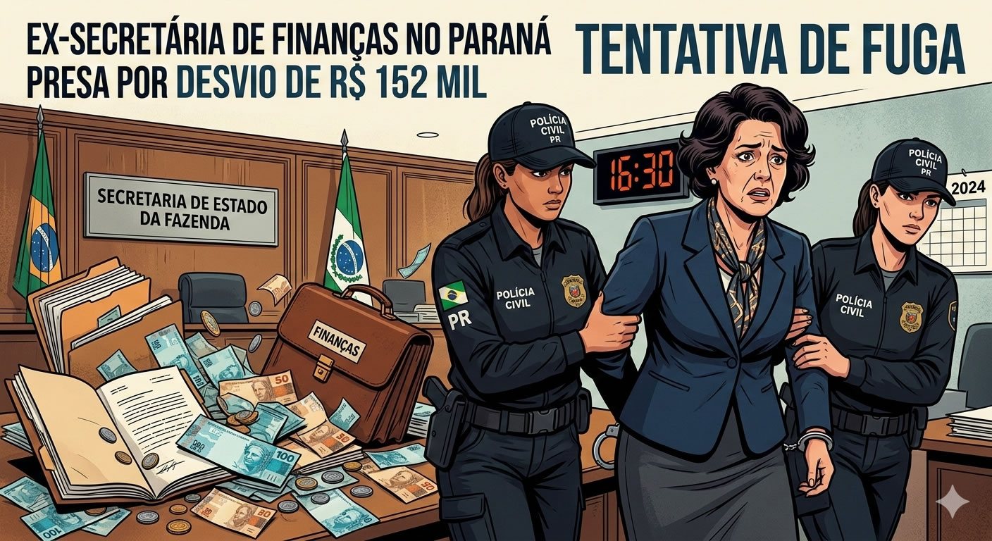 Ex-secretária de Finanças no Paraná é presa por desvio de R$ 152 mil e tentativa de fuga