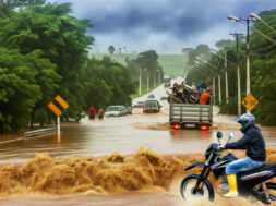 Chuva: Motociclista é arrastado por enxurrada na BR-262 durante forte chuva no Espírito Santo