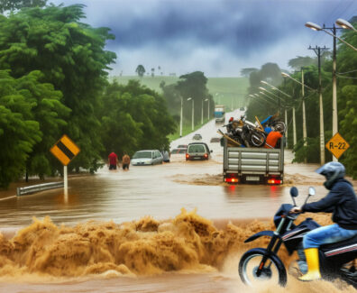 Chuva: Motociclista é arrastado por enxurrada na BR-262 durante forte chuva no Espírito Santo