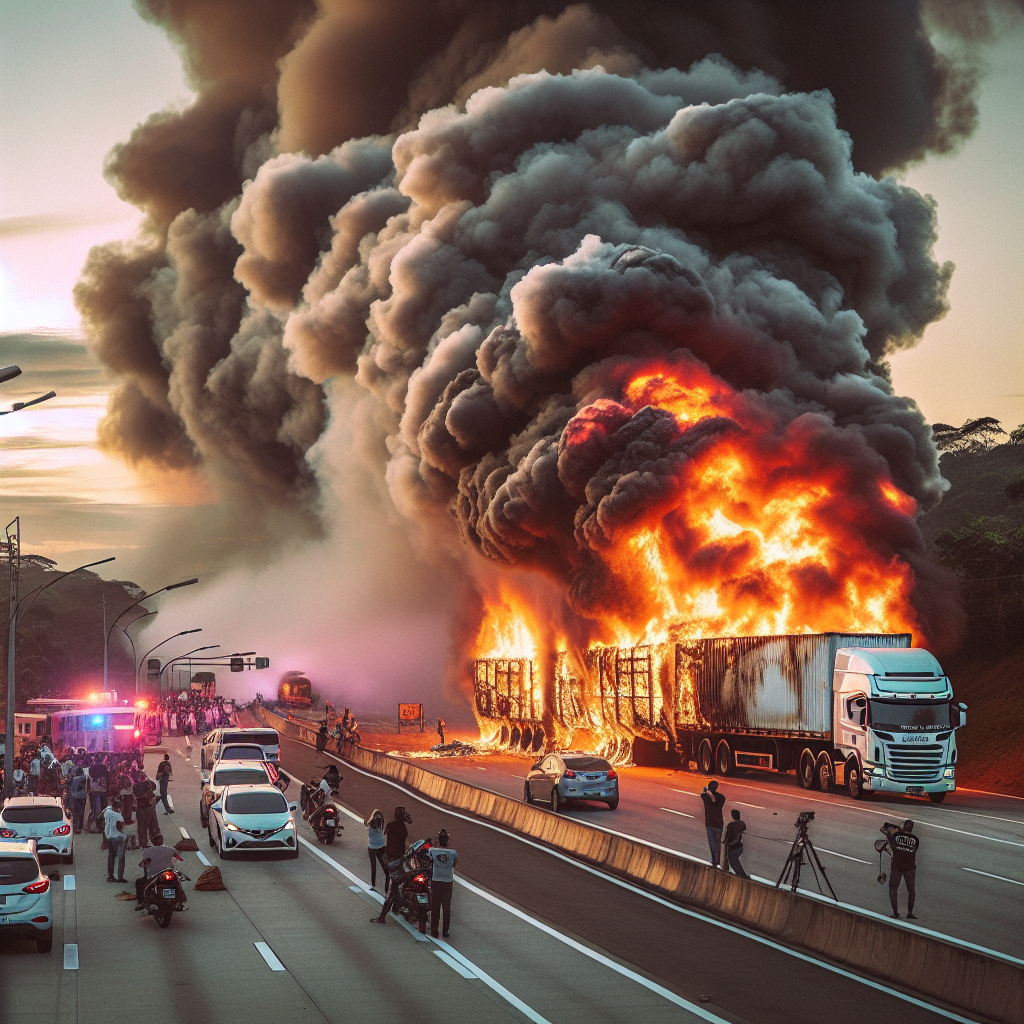 Incêndio Destrói Carga de R$ 850 Mil em Carreta na BR-381 em Itapeva