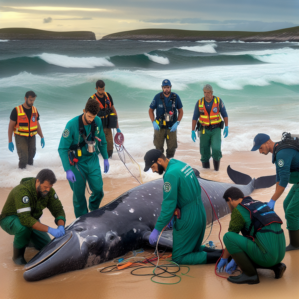 Cachalote-anão Encala em Passo de Torres: Atendimento Veterinário em Ação