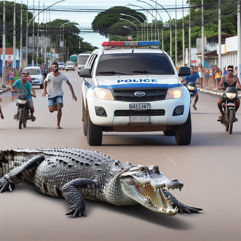 Jacaré ‘Celso’ é Flagado Perseguindo Viatura da PM em Cuiabá