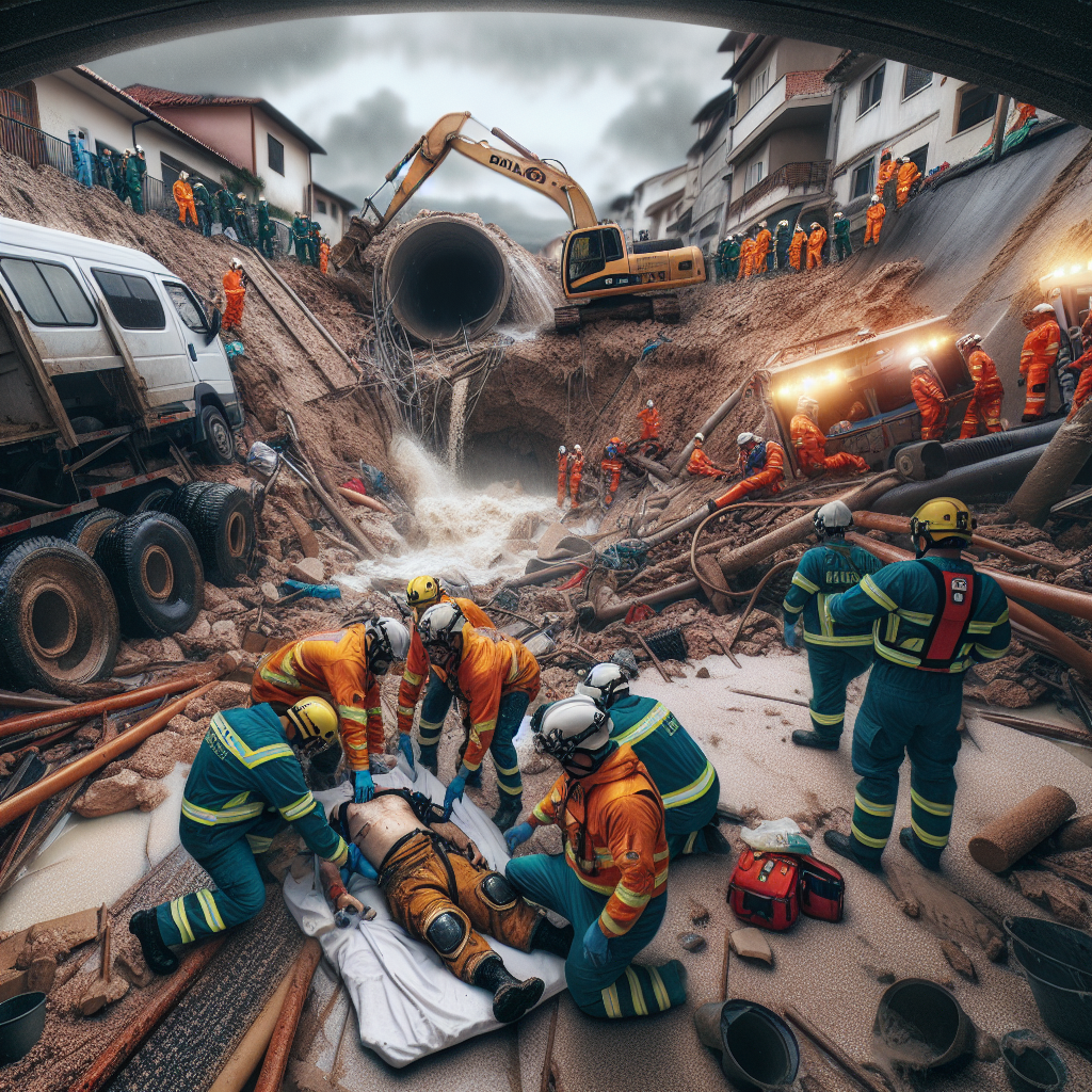 Trabalhador Resgatado Após Desmoronamento de Obra de Esgoto em Santa Catarina