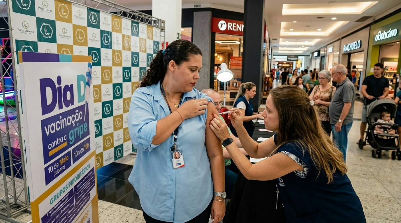 Campanha de vacinação contra gripe e multivacinação mobiliza Pátio Limeira Shopping em Limeira